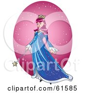 Royalty Free RF Clipart Illustration Of A Pink Haired Princess Wearing A Blue Dress