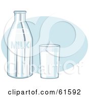 Royalty Free RF Clipart Illustration Of A Glass Of Milk By A Tall Bottle Of Milk