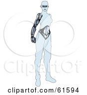 Royalty Free RF Clipart Illustration Of A Futuristic Robot Woman Standing