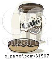 Royalty Free RF Clipart Illustration Of A Chocolate Donut By A Coffee Cup