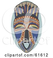 Poster, Art Print Of Blue And Red Tribal Mask
