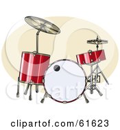 Poster, Art Print Of Red Acoustic Drum Set