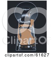 Royalty Free RF Clipart Illustration Of A View Through A Key Hole On A Woman Taking Off Her Pants