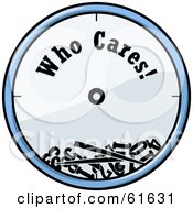 Poster, Art Print Of Broken Blue Wall Clock With Who Cares Text