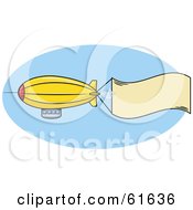 Royalty Free RF Clipart Illustration Of A Yellow Blimp Flying A Blank Banner In The Sky