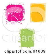 Royalty Free RF Clipart Illustration Of A Digital Collage Of Three Pink Yellow And Green Grunge Squares by Monica