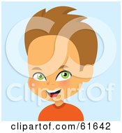 Royalty Free RF Clipart Illustration Of A Little Caucasian Boy Wearing An Orange Shirt by Monica