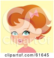 Royalty Free RF Clipart Illustration Of A Little Red Haired Girl With A Pink Bow In Her Hair
