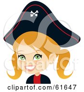 Poster, Art Print Of Cute Blond Girl Dressed As A Pirate For Halloween