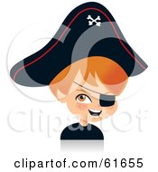 Poster, Art Print Of Cute Red Haired Boy Dressed As A Pirate For Halloween