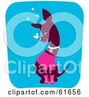 Royalty Free RF Clipart Illustration Of A Maroon Chihuahua Dog With A Butterfly On Its Nose
