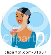 Royalty Free RF Clipart Illustration Of A Relaxed Woman Sitting And Enjoying A Glass Of Red Wine