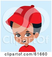 Royalty Free RF Clipart Illustration Of A Little African American Boy Wearing A Red Baseball Cap