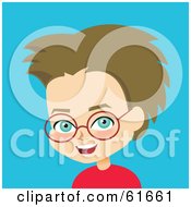 Royalty Free RF Clipart Illustration Of A Little Caucasian Boy Wearing Red Eyeglasses by Monica