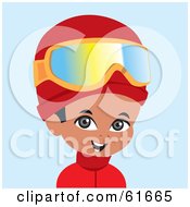 Royalty Free RF Clipart Illustration Of A Little African American Boy Wearing Ski Gear by Monica