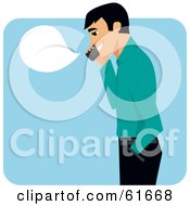 Poster, Art Print Of Pleasant Man Talking On A Cell Phone With A Blank Bubble