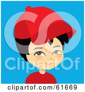 Royalty Free RF Clipart Illustration Of A Little Japanese Boy Wearing A Red Baseball Cap