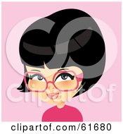 Royalty Free RF Clipart Illustration Of A Little Japanese Girl Wearing Pink Glasses
