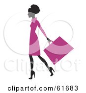 Poster, Art Print Of Silhouetted African American Woman In A Pink Dress Carrying A Shopping Bag