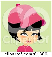 Royalty Free RF Clipart Illustration Of A Little Japanese Girl Wearing A Pink Baseball Cap by Monica