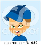Royalty Free RF Clipart Illustration Of A Little Caucasian Boy Wearing A Blue Baseball Cap by Monica