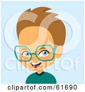 Royalty Free RF Clipart Illustration Of A Little Caucasian Boy Wearing Green Glasses