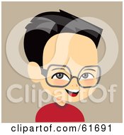 Poster, Art Print Of Little Asian Boy Wearing Glasses