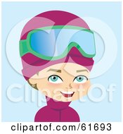 Poster, Art Print Of Little Caucasian Boy Wearing Skiing Goggles And Pink Winter Gear