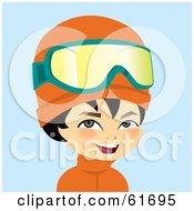 Royalty Free RF Clipart Illustration Of A Little Japanese Boy Wearing Ski Gear by Monica