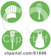 Poster, Art Print Of Digital Collage Of Four Green Round Chef Icons