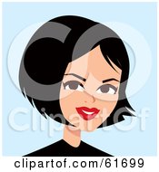 Royalty Free RF Clipart Illustration Of A Friendly Caucasian Woman With Short Black Hair