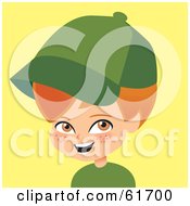 Royalty Free RF Clipart Illustration Of A Little Red Haired Caucasian Boy Wearing A Green Baseball Cap by Monica