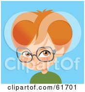 Poster, Art Print Of Little Red Haired Caucasian Boy Wearing Glasses
