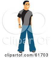Poster, Art Print Of Friendly Casual Caucasian Man Wearing Jeans And A Black Shirt