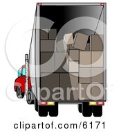 Open Delivery Truck Stacked With Boxes For Delivery Clipart Picture