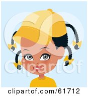 Royalty Free RF Clipart Illustration Of A Cute African American Girl In A Yellow Baseball Cap Her Hair In Braids by Monica