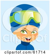 Poster, Art Print Of Little Caucasian Boy Little Caucasian Boy Wearing Ski Goggles And Winter Clothes