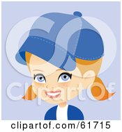 Royalty Free RF Clipart Illustration Of A Little Blond Girl Wearing A Blue Baseball Cap by Monica