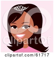 Pretty Hispanic Woman Wearing A Tiara And Smiling