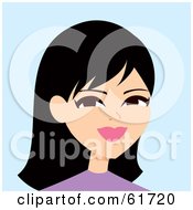 Royalty Free RF Clipart Illustration Of A Friendly Asian Woman In A Purple Shirt