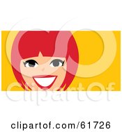 Poster, Art Print Of Happy Red Haired Womans Face Over Orange