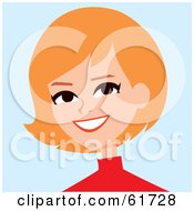 Royalty Free RF Clipart Illustration Of A Friendly Strawberry Blond Caucasian Woman In A Red Shirt