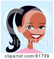 Royalty Free RF Clipart Illustration Of A Friendly African American Woman Wearing Her Hair In A Pony Tail