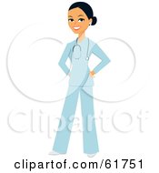 Royalty Free RF Clipart Illustration Of A Friendly Hispanic Female Doctor Or Veterinarian