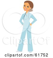 Royalty Free RF Clipart Illustration Of A Friendly Brunette Caucasian Female Doctor Or Veterinarian by Monica