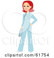 Royalty Free RF Clipart Illustration Of A Friendly Red Haired Caucasian Female Doctor Or Veterinarian by Monica