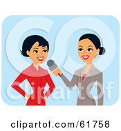 Poster, Art Print Of Friendly Hispanic News Reporter Interviewing Another Woman