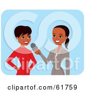 Poster, Art Print Of Friendly African American News Reporter Interviewing Another Woman