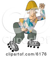 California Man Rollerblading Clipart Picture