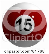 Royalty Free RF Clipart Illustration Of A 3d Billiard Pool Ball Red Stripe 15